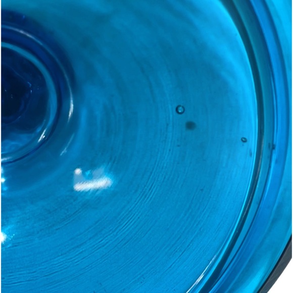 Vintage LE Smith Blue Glass Covered Pedestal Compote Candy Dish w/ Lid 10” EUC - Picture 12 of 14